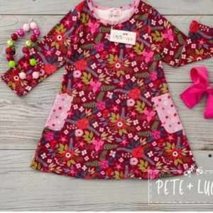 Pete + Lucy Fall Winter Dress Folkloric Floral Dress Long Sleeve